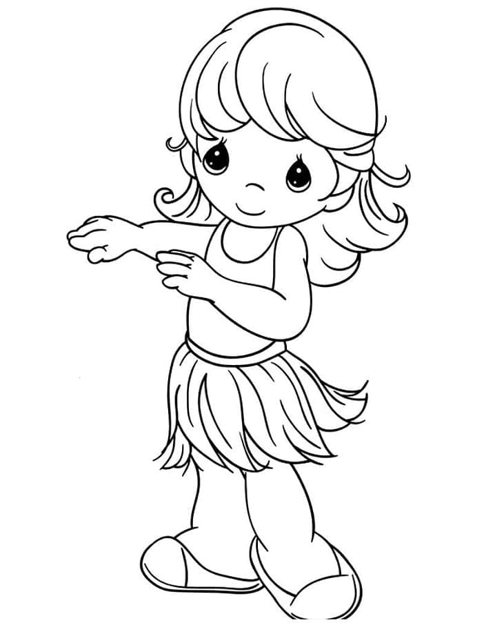 Coloriage Une Petite Fille qui Danse