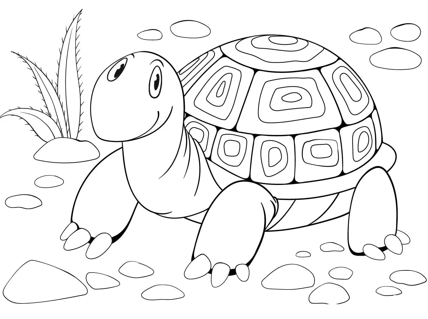 Une Tortue Heureuse coloring page