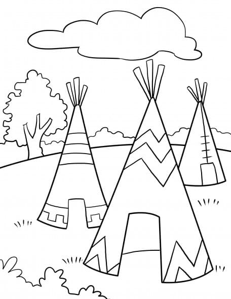 Coloriage Village des Indiens d'Amérique