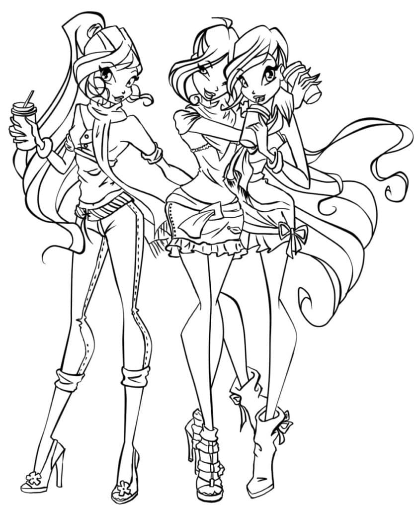 Winx Bloom, Stella et Musa coloring page