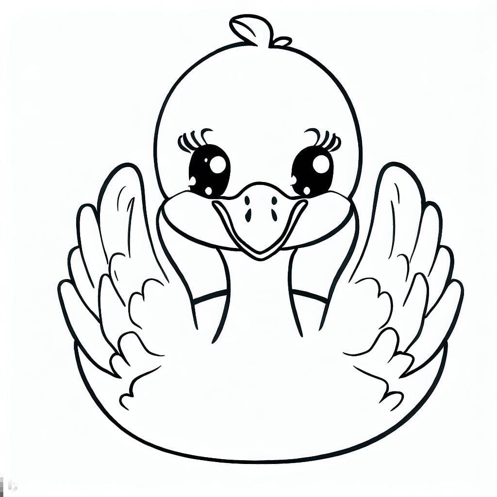 Coloriage Adorable Cygne