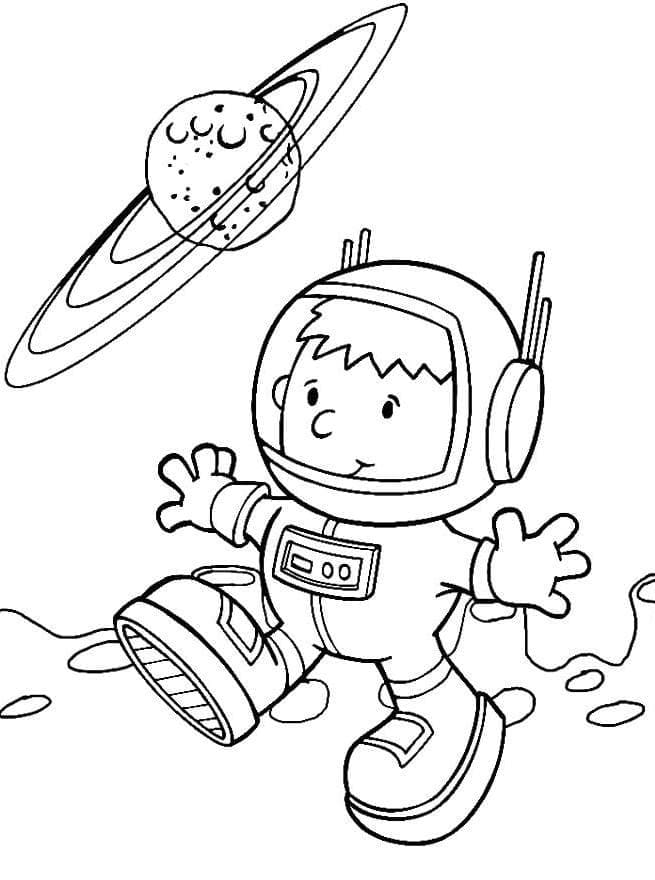 Coloriage Adorable Astronaute