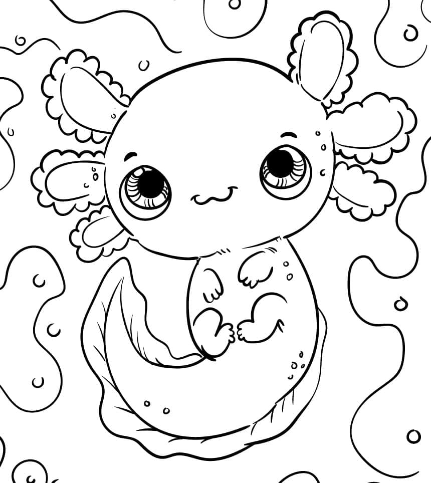 Adorable Axolotl coloring page