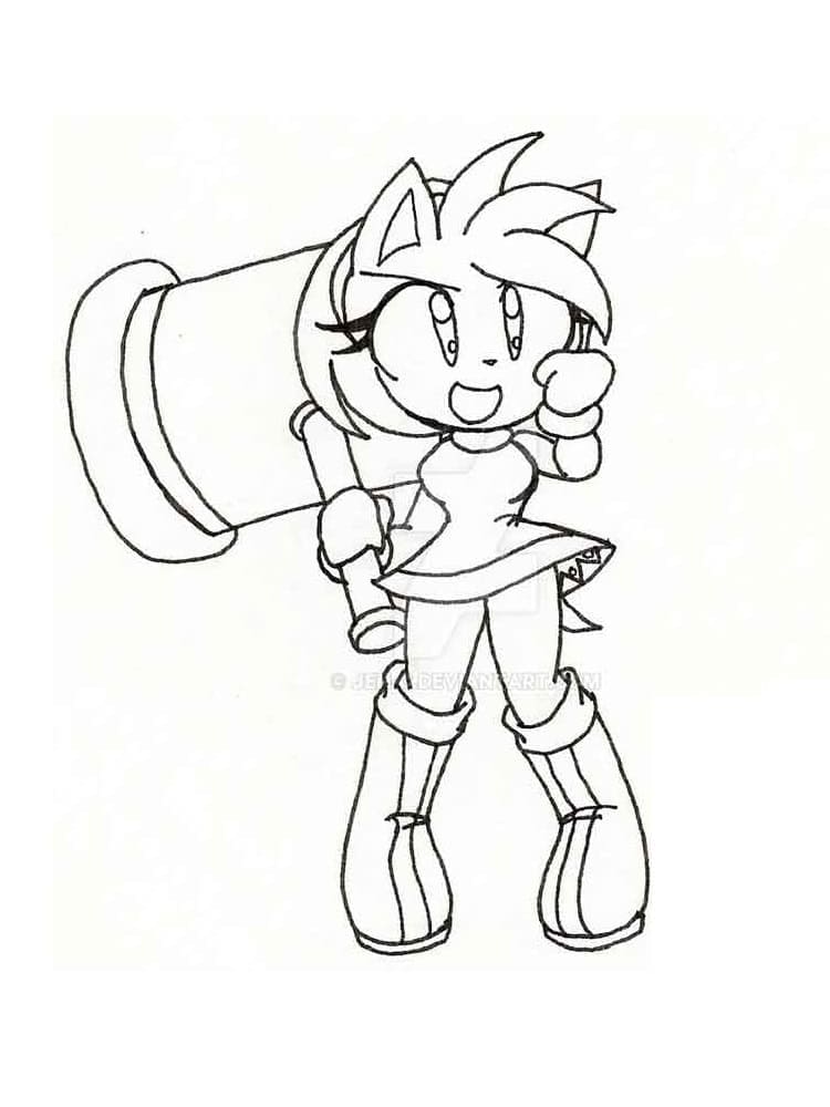 Amy Rose Souriante coloring page