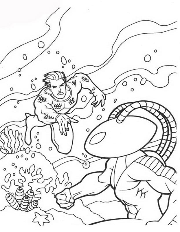 Aquaman contre Black Manta coloring page