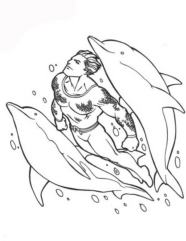 Aquaman et Les Dauphins coloring page