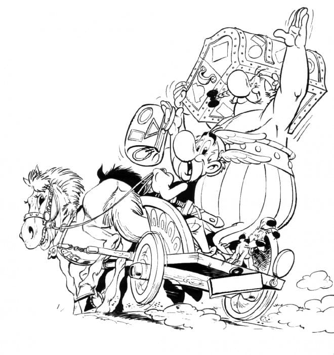Astérix et Obélix avec Le Trésor coloring page