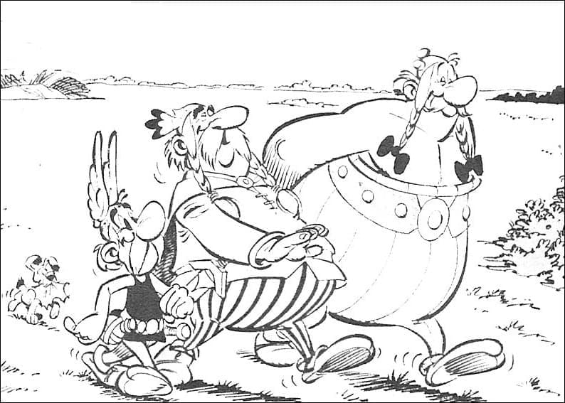 Astérix et Obélix et Abraracourcix coloring page