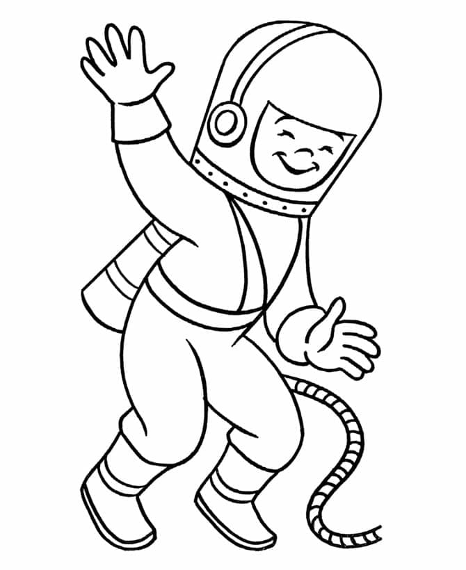 Astronaute Agite la Main coloring page