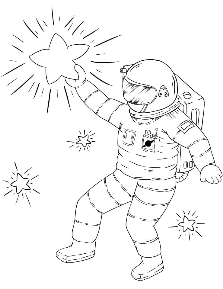 Astronaute avec des Étoiles coloring page