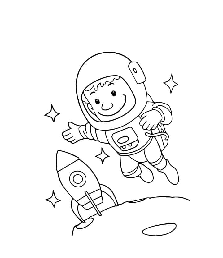 Coloriage Astronaute et Fusée