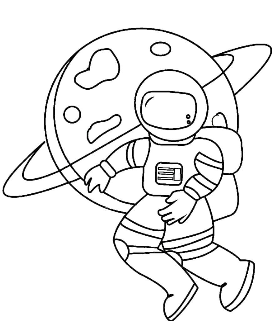 Astronaute et Planète coloring page