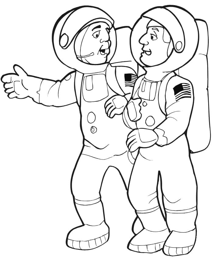 Coloriage Astronautes de Dessin Animé