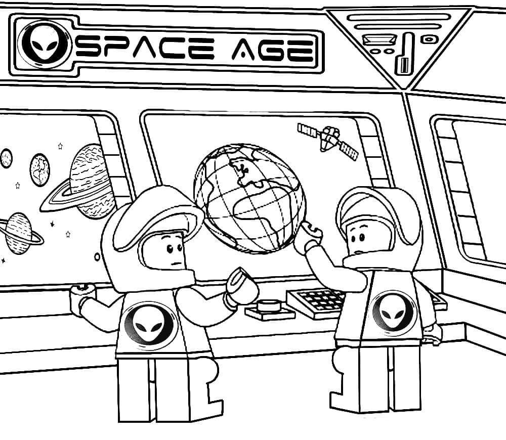 Astronautes Lego coloring page