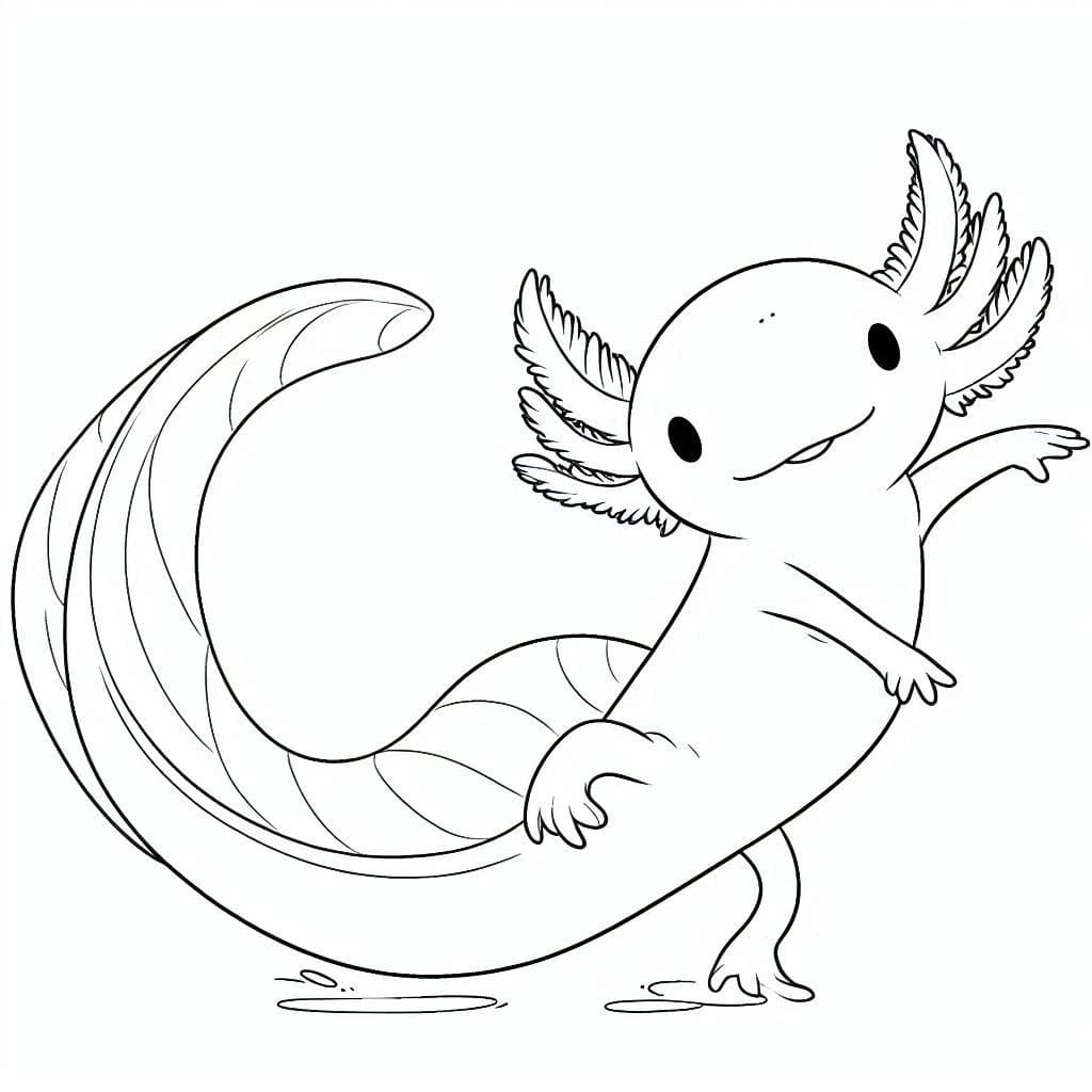 Coloriage Axolotl Imprimable Gratuit Pour les Enfants