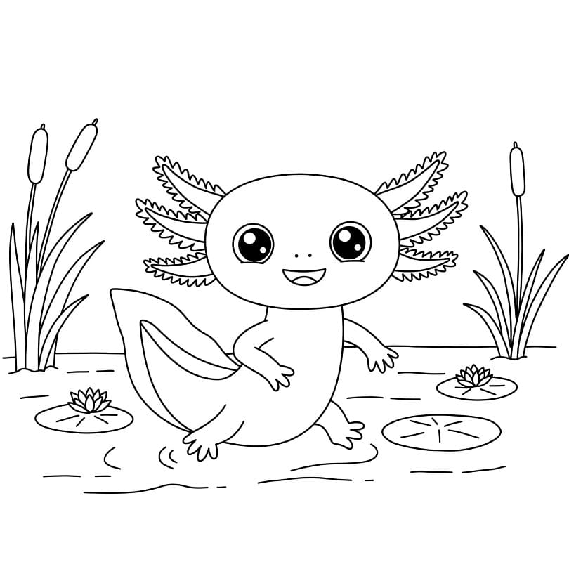 Coloriage Axolotl Imprimable Gratuit