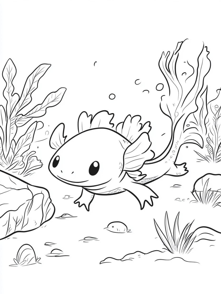 Coloriage Axolotl Joyeux