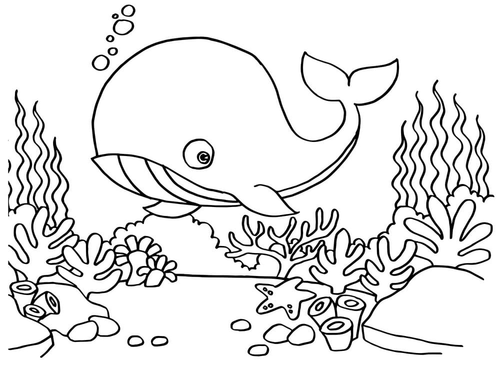 Baleine Nageant coloring page