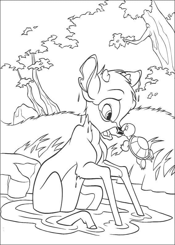 Bambi et Tortue coloring page