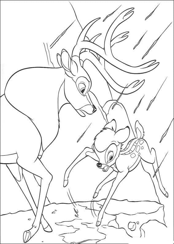 Coloriage Bambi Qui Saute