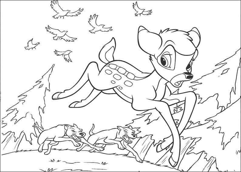 Bambi s’échappe coloring page