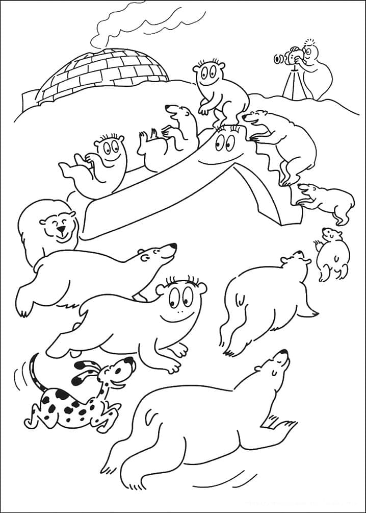 Barbapapa et et Ours Polaires coloring page