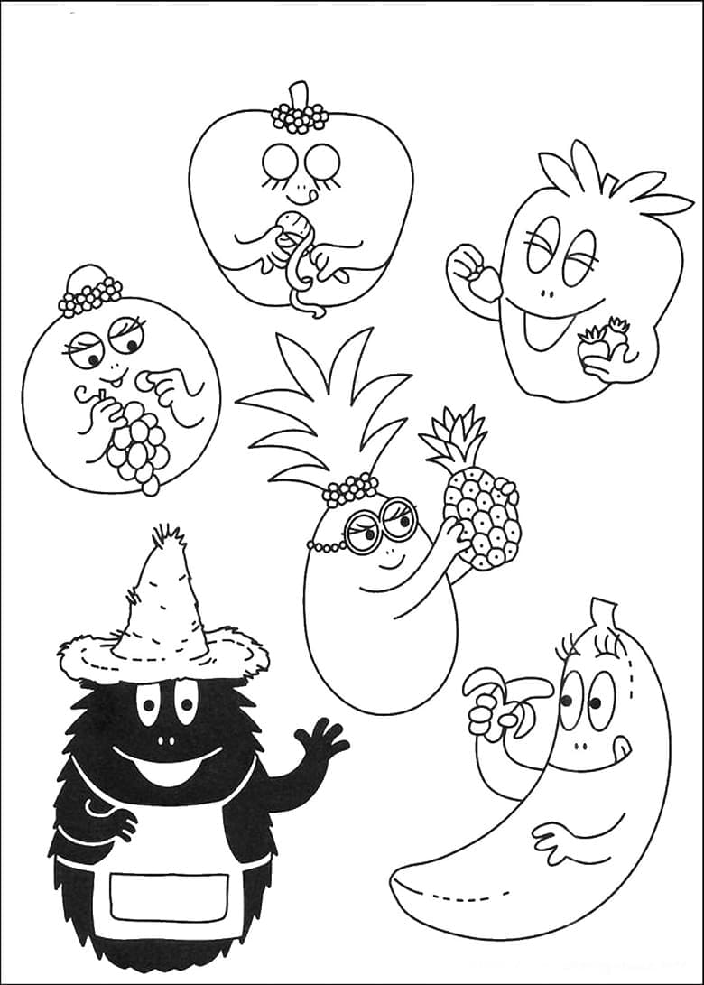 Barbapapa et Fruits coloring page