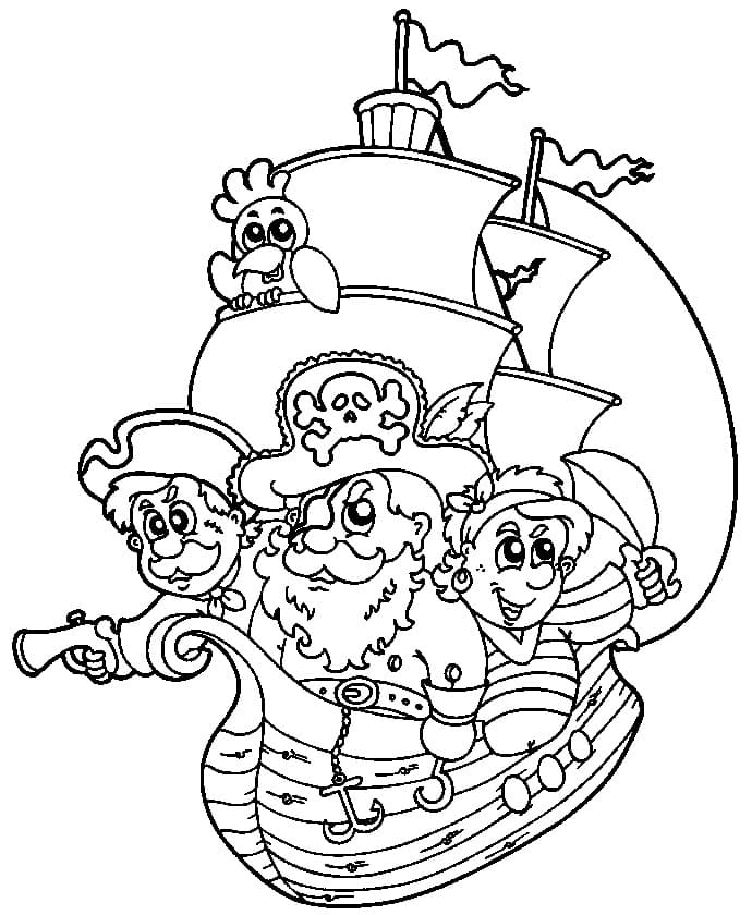 Bateau Pirate Dessin Animé coloring page
