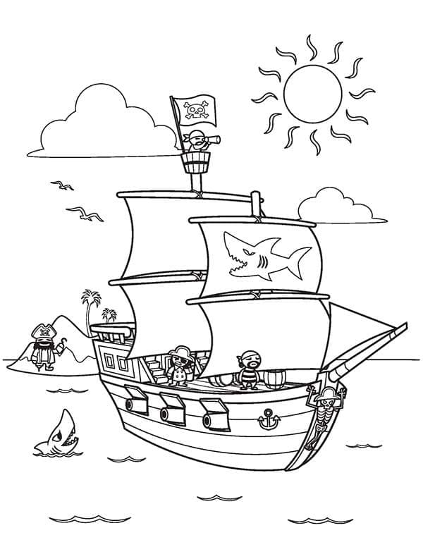 Bateau Pirate Mignon coloring page