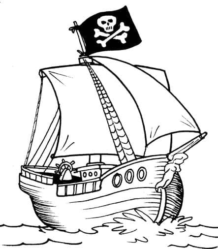 Coloriage Bateau Pirate sur la Mer