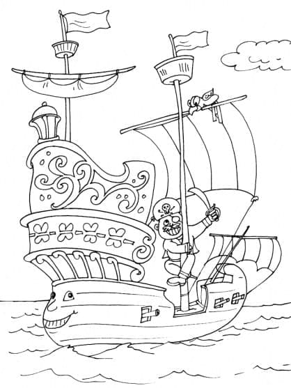 Bateau Pirate Très Drôle coloring page