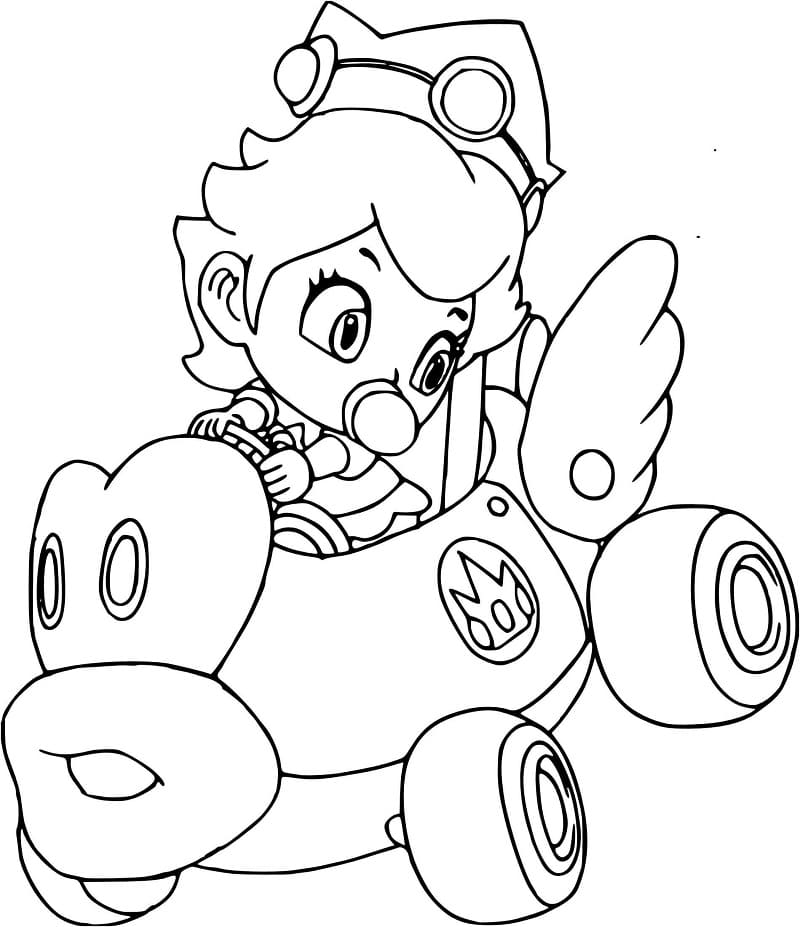 Coloriage Bebe Princesse Peach de Mario Kart