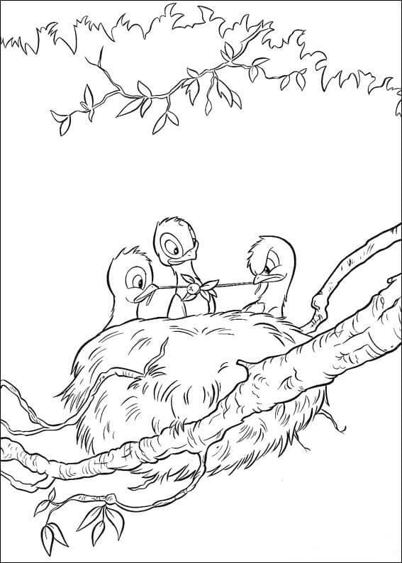 Coloriage Bébés Oiseaux de Bambi