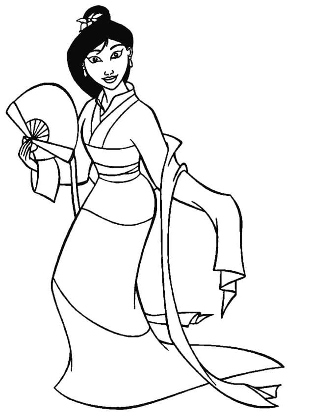 Coloriage Belle Princesse Mulan