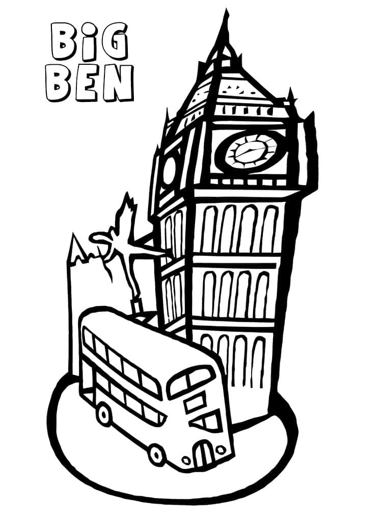 Coloriage Big Ben à Londres, Angleterre