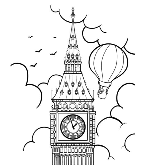 Big Ben et Montgolfière coloring page