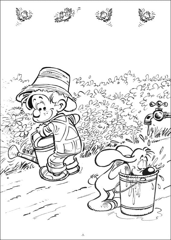 Boule et Bill dans le Jardin coloring page