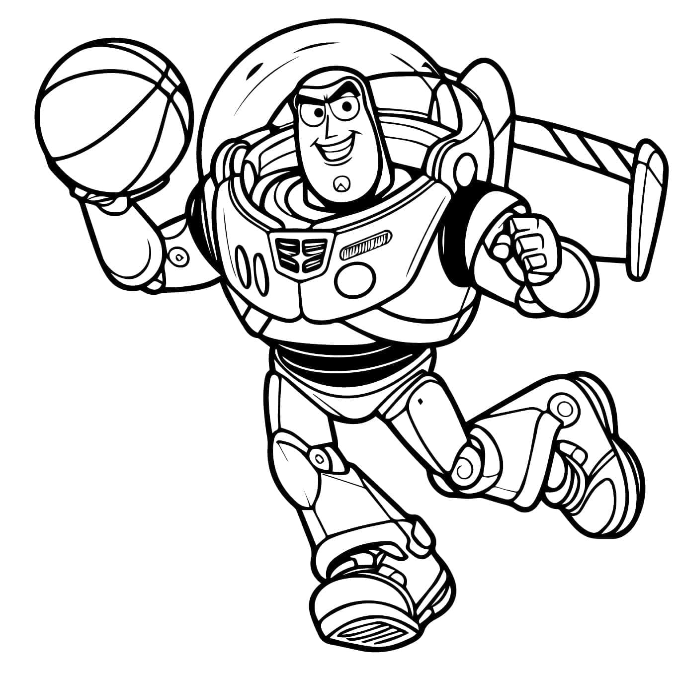 Buzz l’Éclair et le basket-ball coloring page