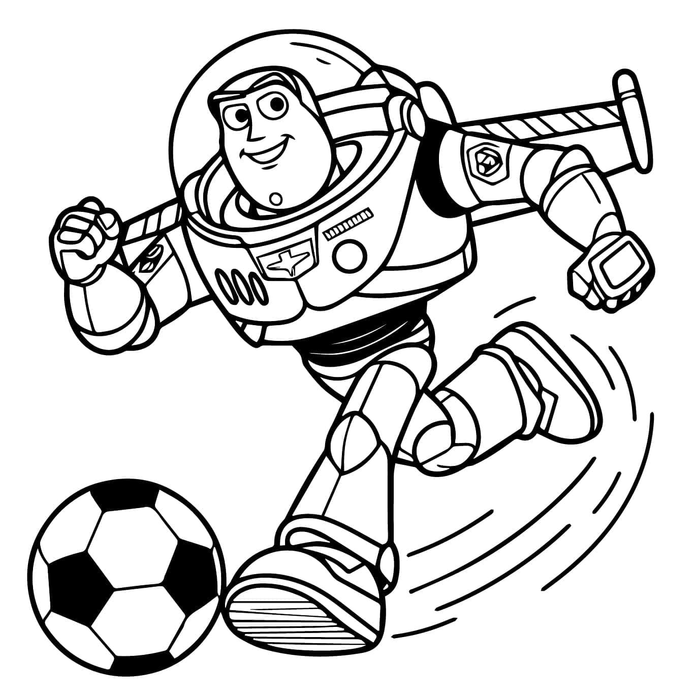 Buzz l’Éclair et le football coloring page
