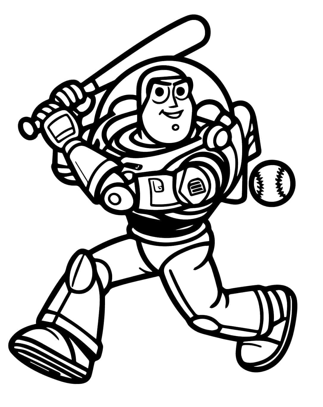 Buzz l’Éclair joue au baseball coloring page