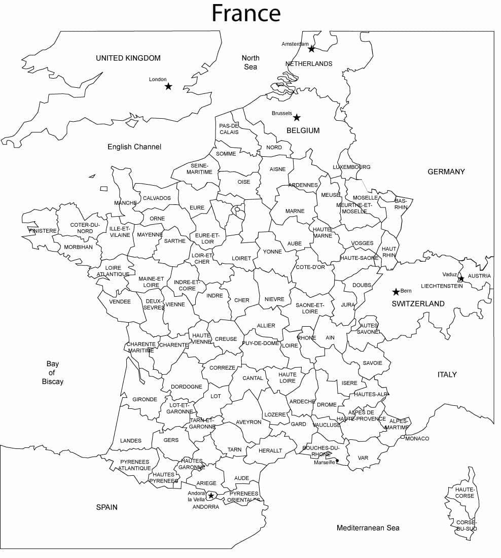 Carte de France 3 coloring page