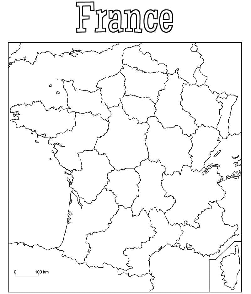 Carte de France 4 coloring page