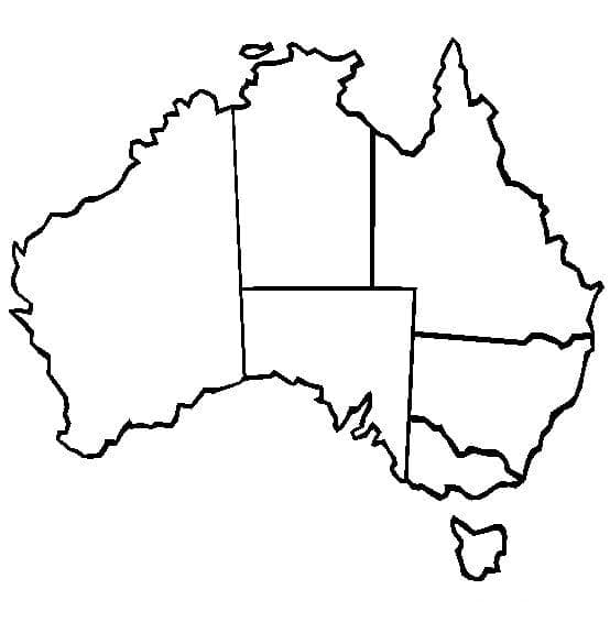 Carte de l’Australie coloring page
