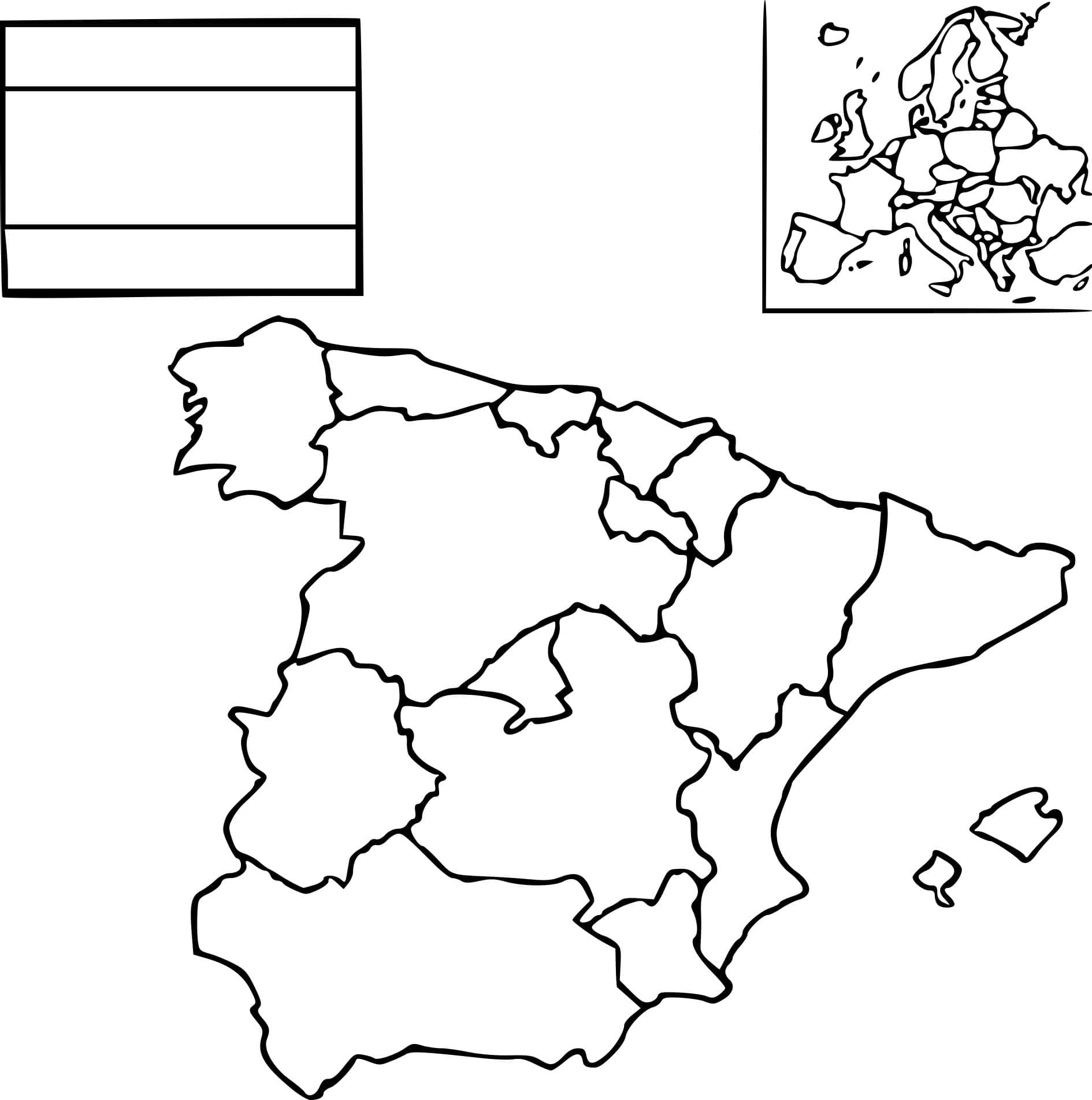 Coloriage Carte de l'Espagne