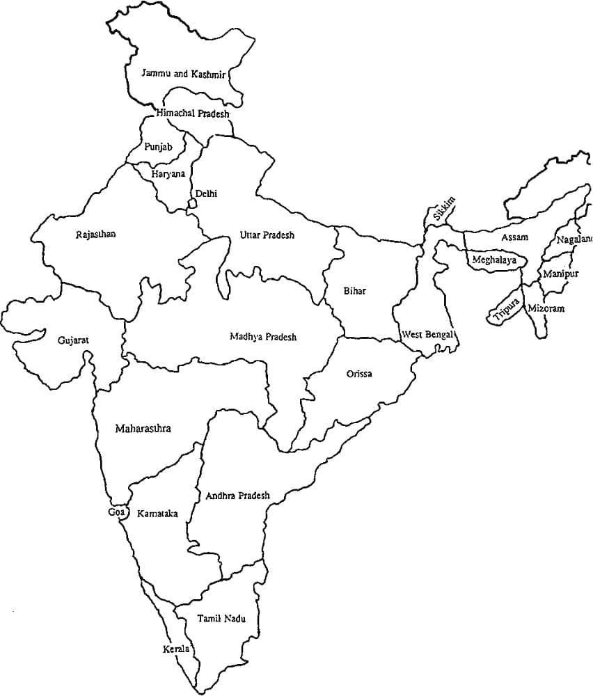 Coloriage Carte de l'Inde 1