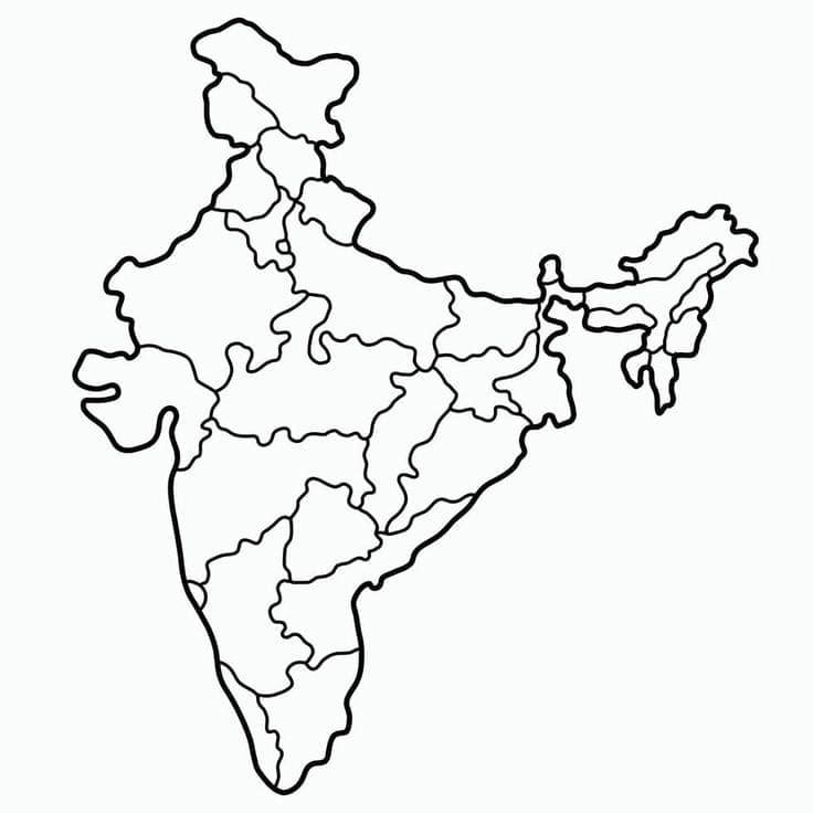 Coloriage Carte de l'Inde