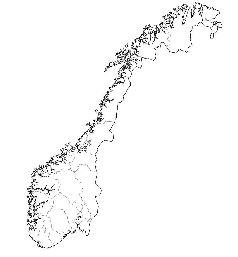 Coloriage Carte de Norvège