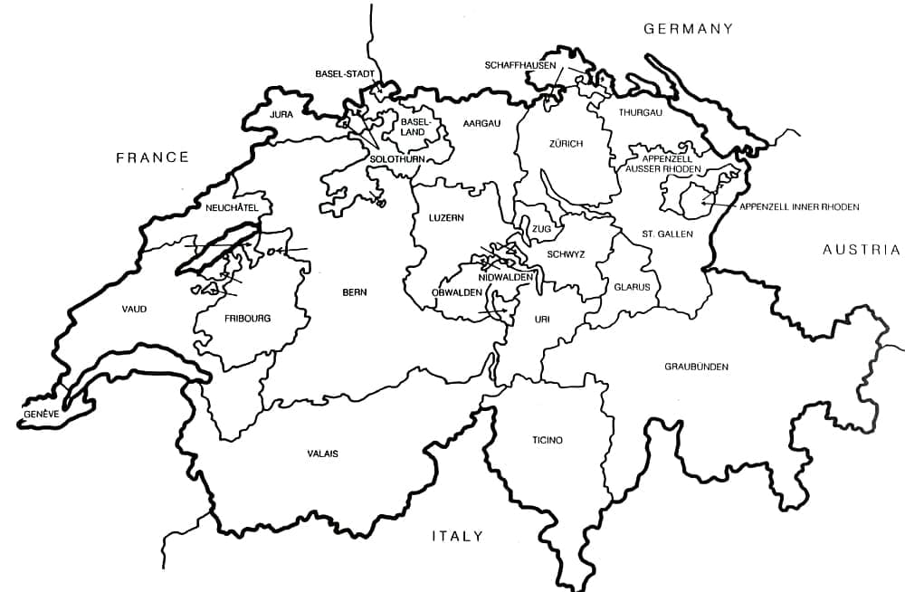Carte de Suisse coloring page