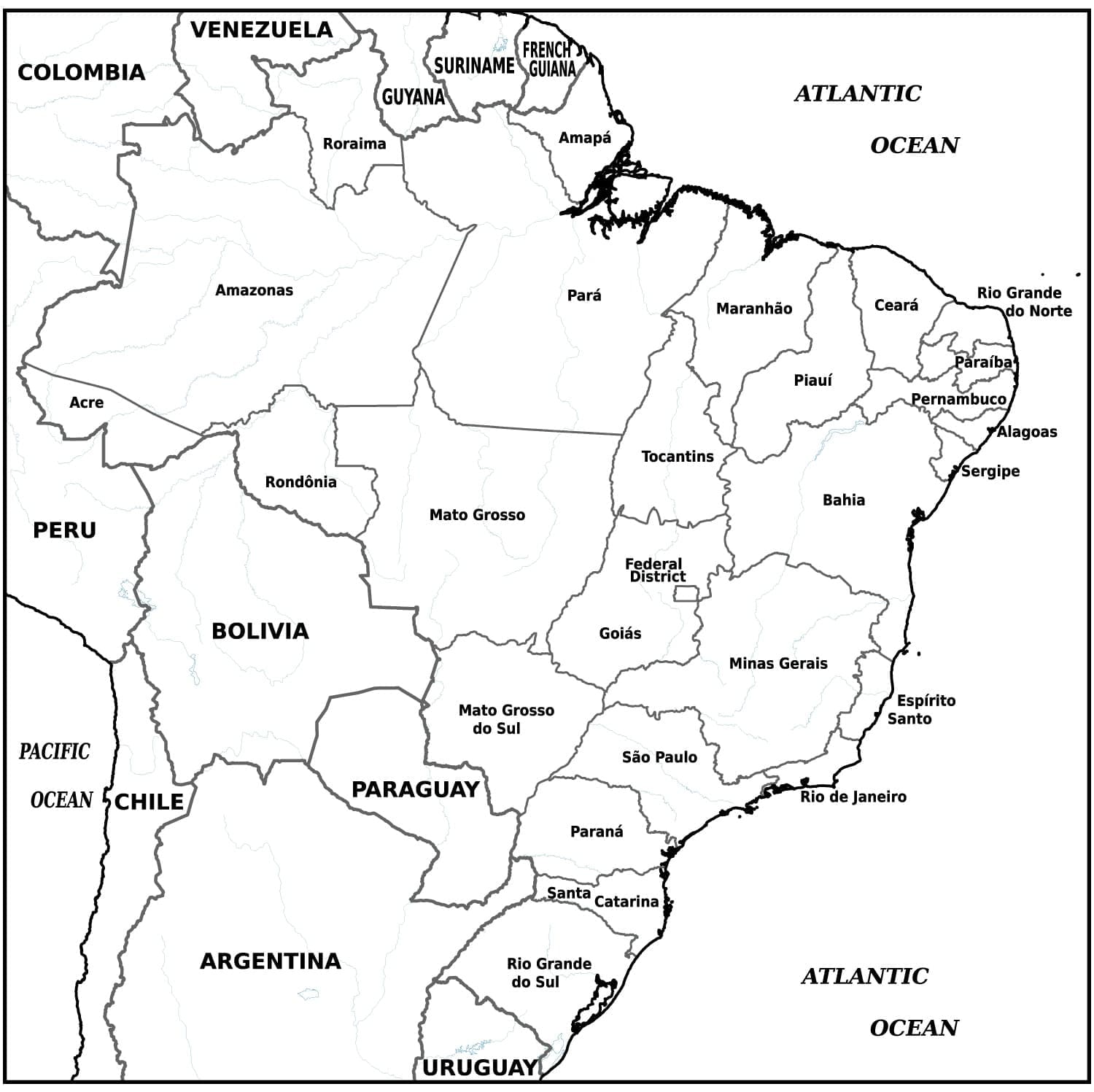 Coloriage Carte du Brésil