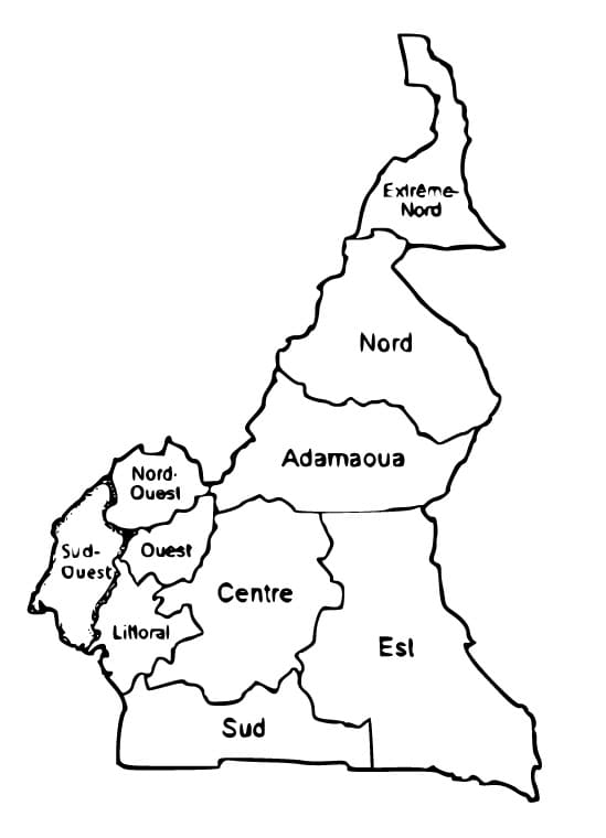 Carte du Cameroun 1 coloring page